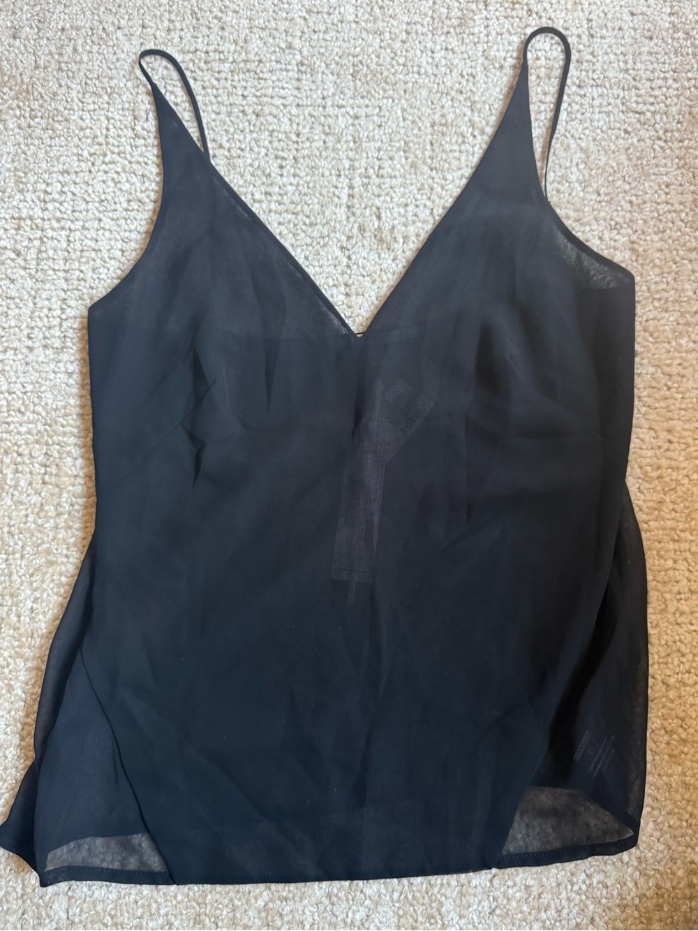 J Brand Black Sheer V-Neck Camisole